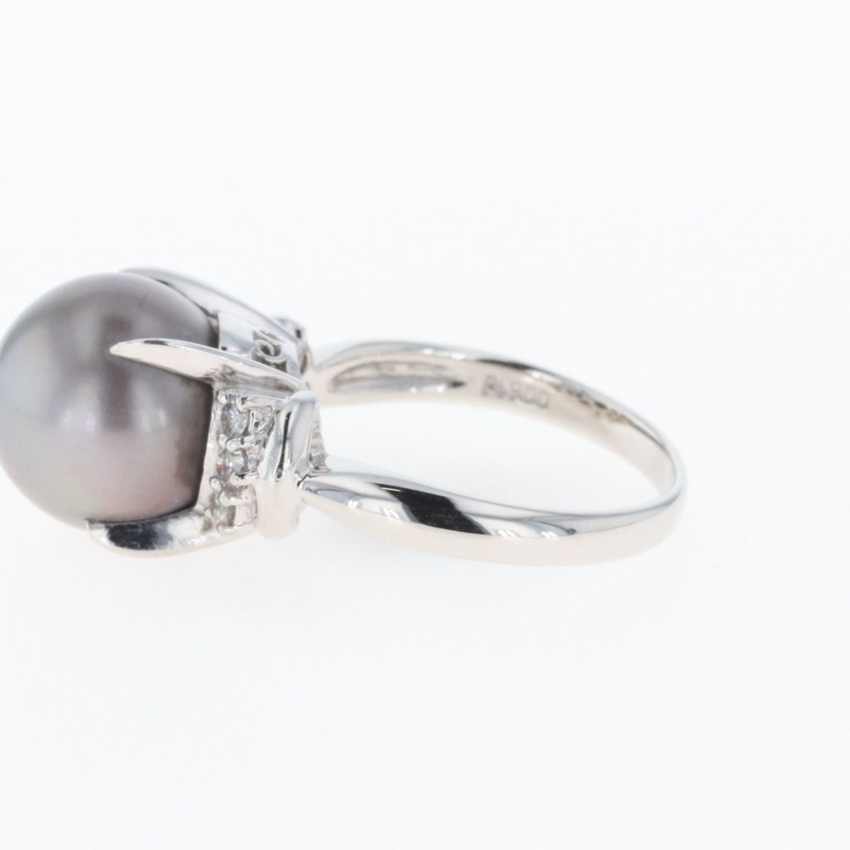 パール デザインリング プラチナ 指輪 メレダイヤ 真珠 リング 16号 