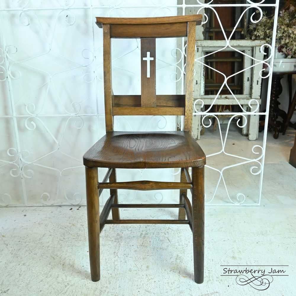 L3705-19-2 英国アンティーク チャーチチェア 北欧インテリア