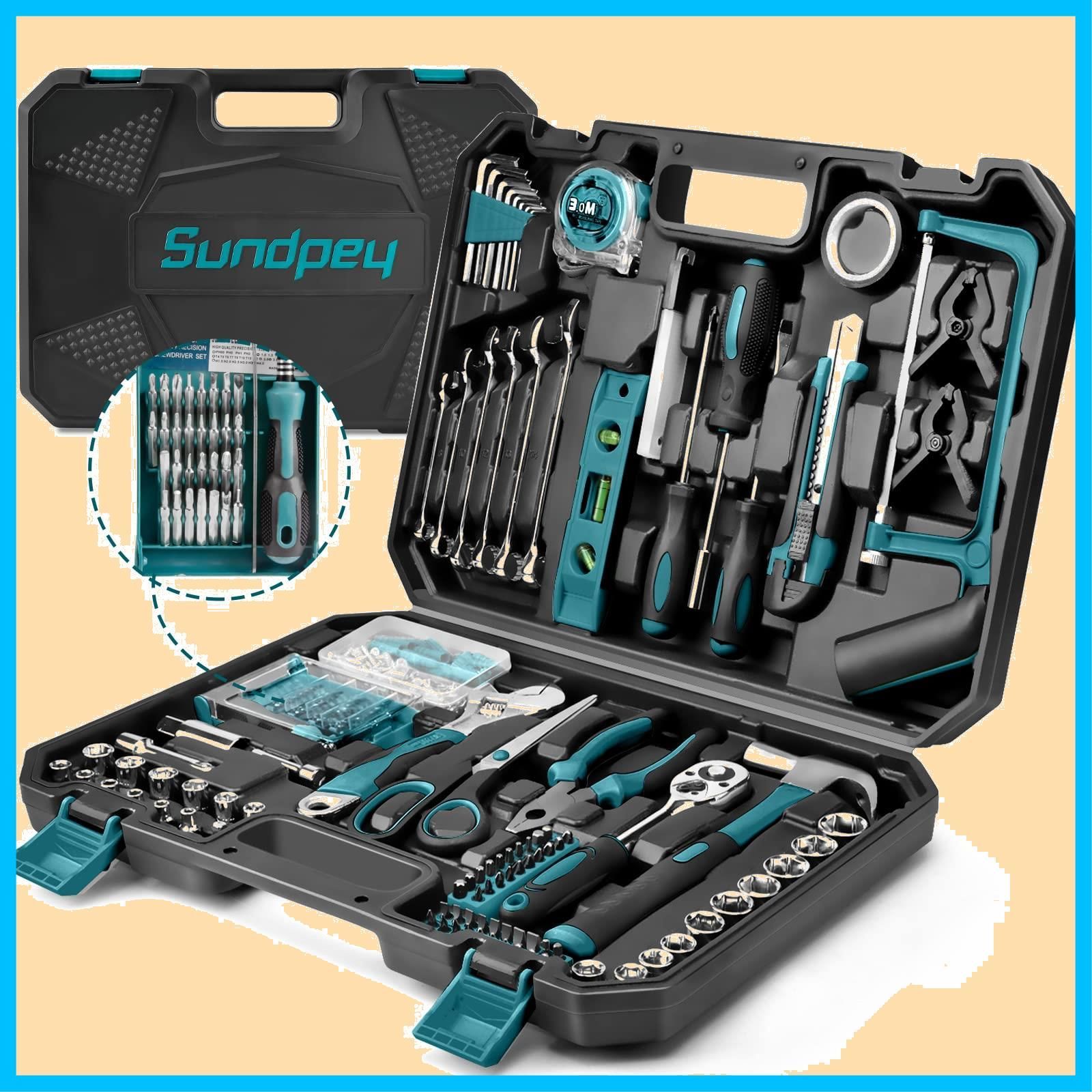Sundpey 工具セット 257点組 - ホームツールセット 日曜大工 DIYセット 作業工具セット 家具の組み立て 住まいのメンテナンス用 修理道具セット 便利な収納ケース付き