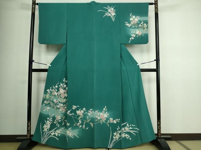 平和屋着物▽訪問着 単衣 風景椿文 暈し染め 正絹 逸品