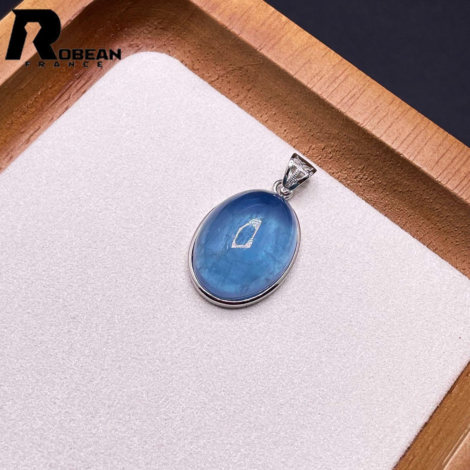 10 OFFクーポン 上級EU製 定価9万円 ROBEAN ブルーアクアマリン 925銀ペンダント パワーストーン 天然石 お守り プレゼント1 21.8 16.8 10.2mm M1007621