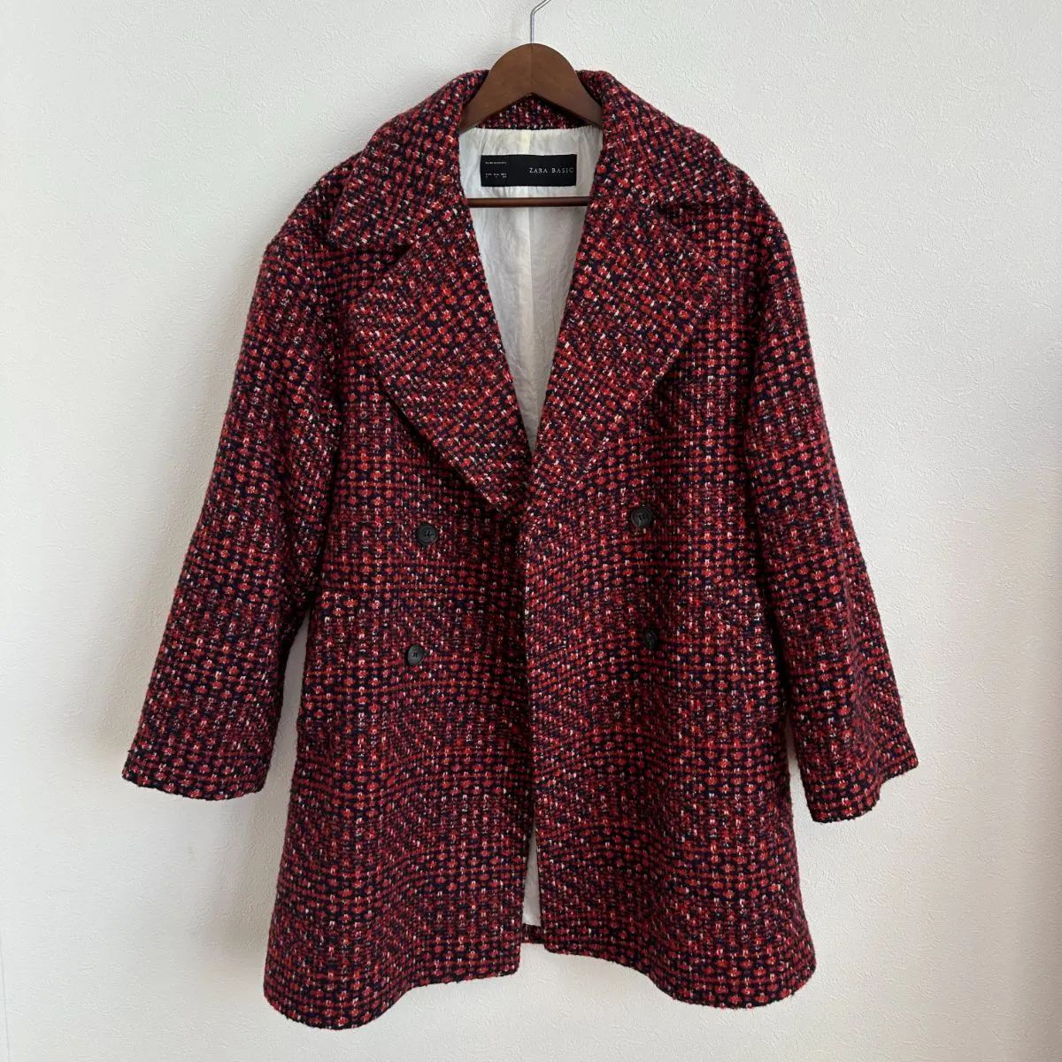 ZARA ザラ チェック柄 ウール混 ロングコート キレイめカジュアル  