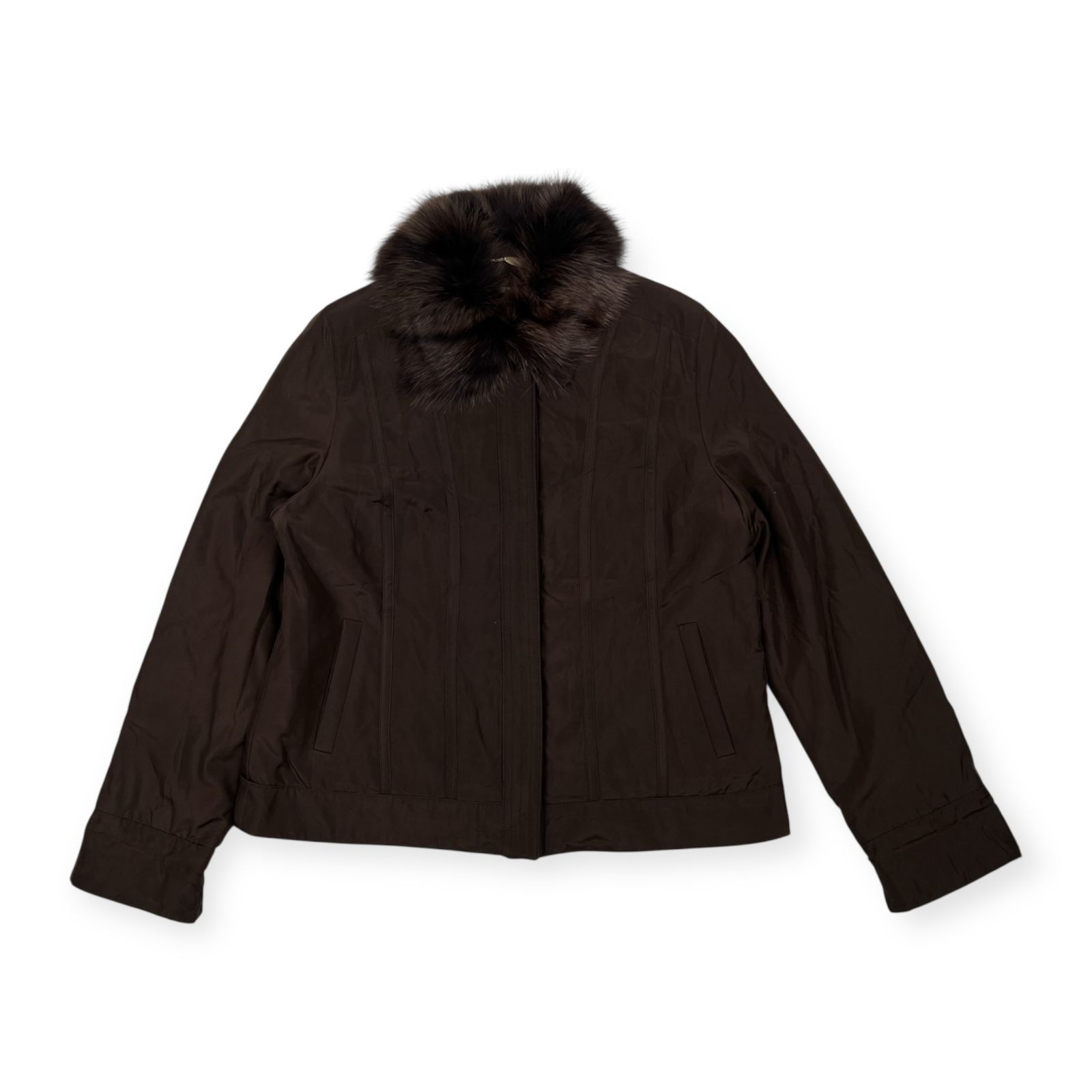 BALMAIN バルマンフォックスファーダウンコートシルク100%