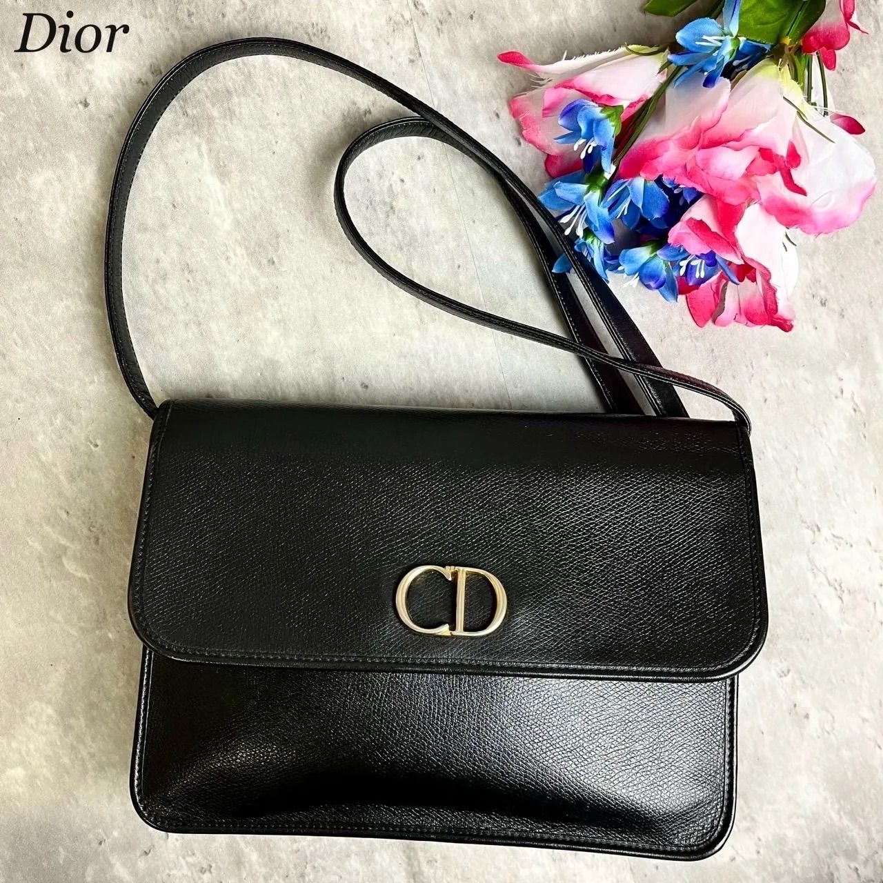 Dior クリスチャンディオール CDロゴ型押し レザー 二つ折り長財布 レッド