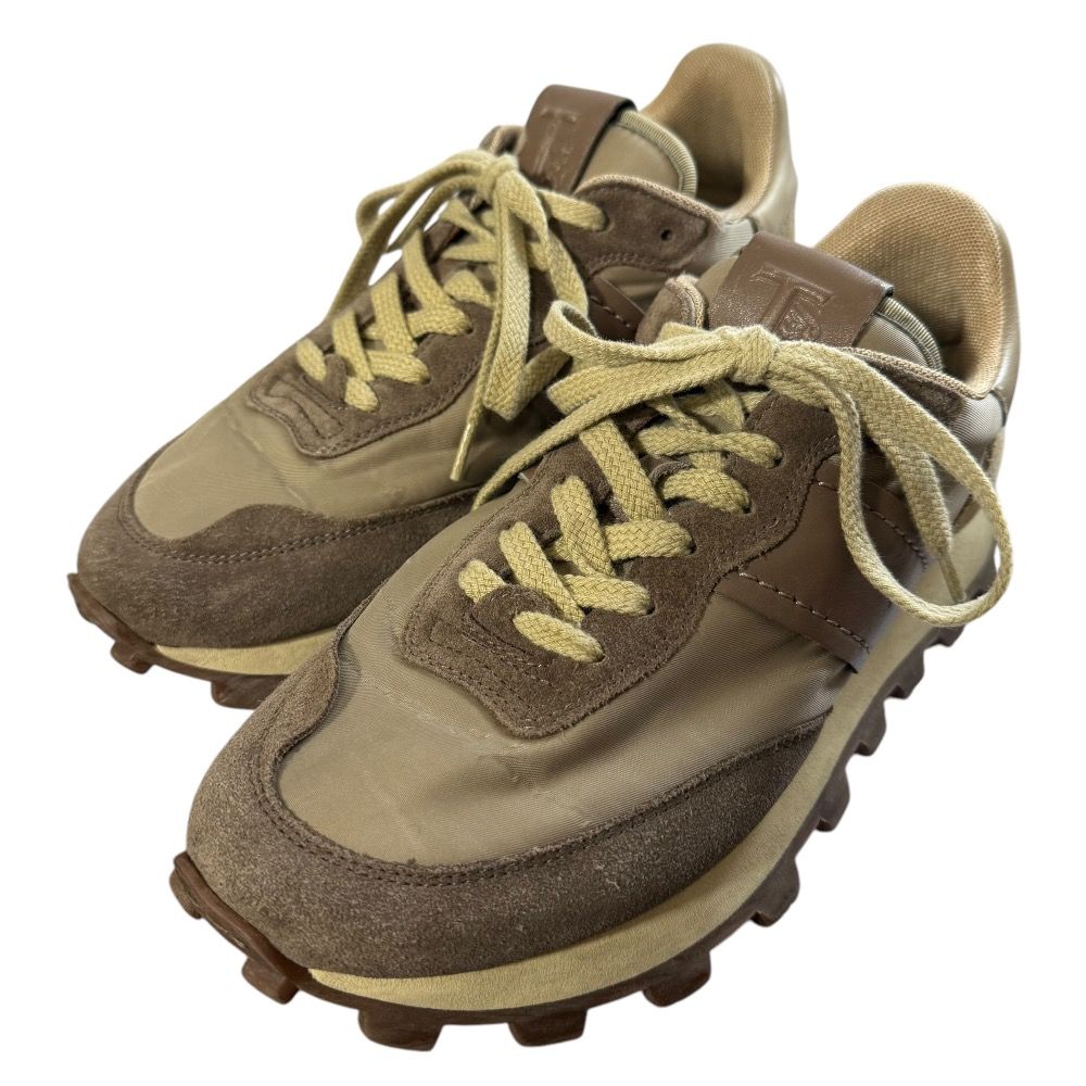 美品 TOD' S トッズ 1T ワンティー ゴンミーニ スエード ファブリック ローカットスニーカー 6 25cm相当 カーキ ブラウン メンズ 古着 中古 USED 美品 TOD' S トッズ 1T ワンティー ゴンミーニ スエード ファブリック