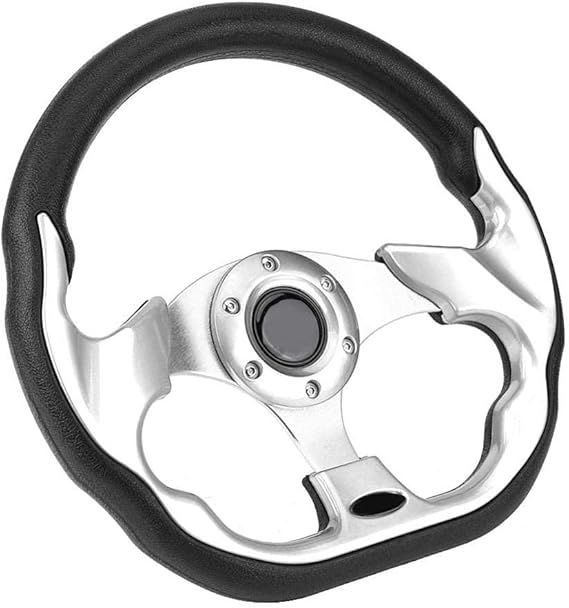 【在庫処分】アクア レーシングハンドル-Qiilu 320mm 最新炭素繊維 レーシングステアリングホイールの変更、ミニドリフトステアリングホイール 銀