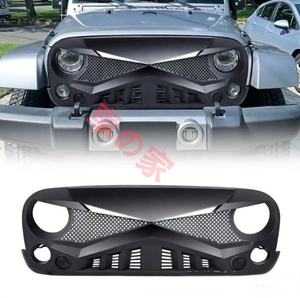 JEEP ジープ ラングラー JK 2007-2017年対応 ナイト風 LED付 フロントグリル 中網 前面カスタム ドレスアップ 外装パーツ 改装用CYB319定番人気