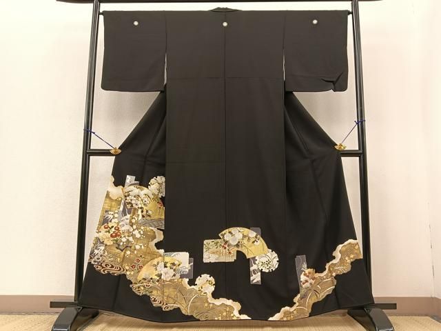 色留袖 浜ちりめん 作家物 伝統工芸士 友禅 残布 しつけ糸 梅 NK