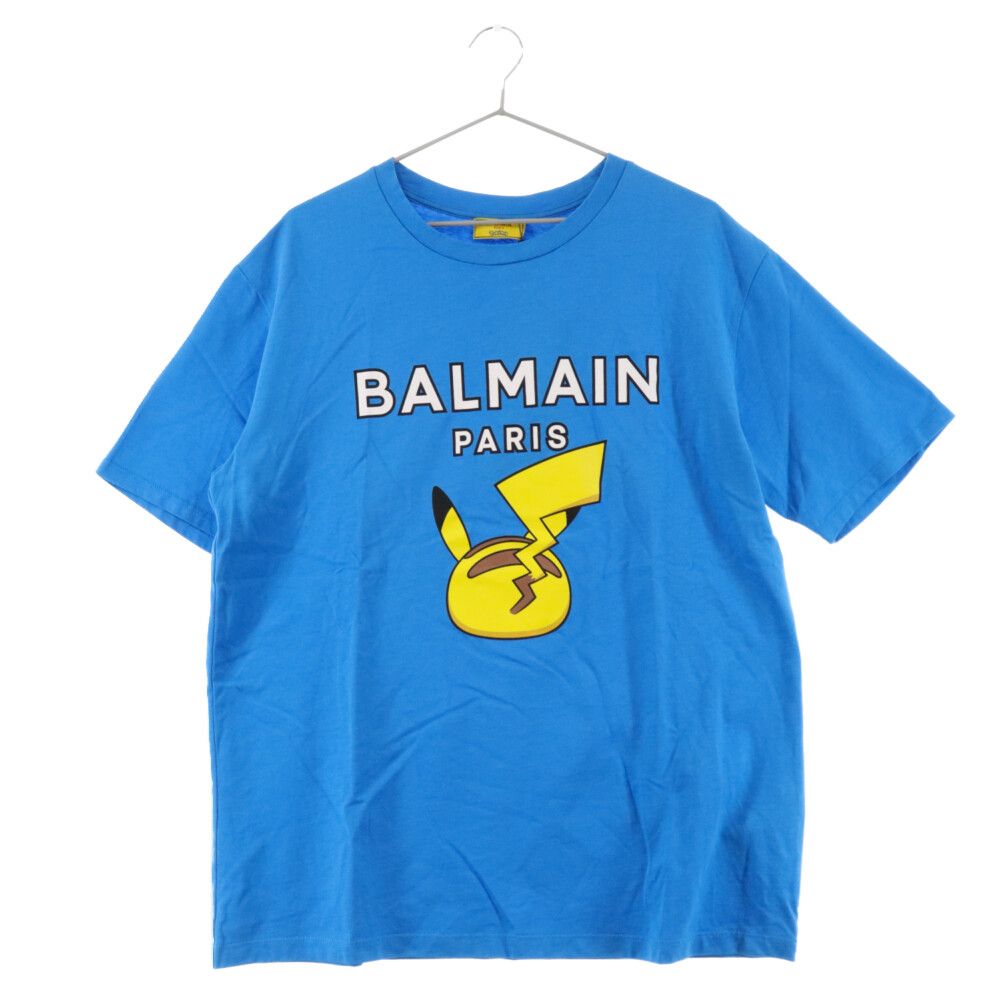 BALMAIN (バルマン) ×Pokemon Pikachu Limited T-shirt×ポケモン ピカチュウ プリント クルーネック半袖Tシャツ  EG000BB39 ブルー - メルカリ