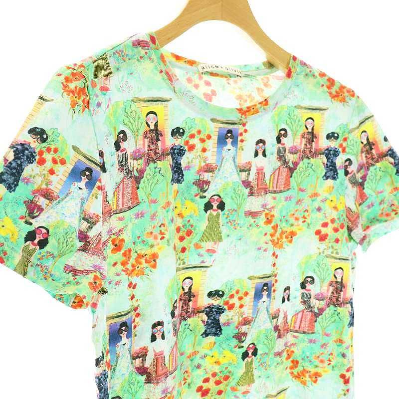 アリスオリビア alice + olivia Tシャツ カットソー 半袖 総柄 S