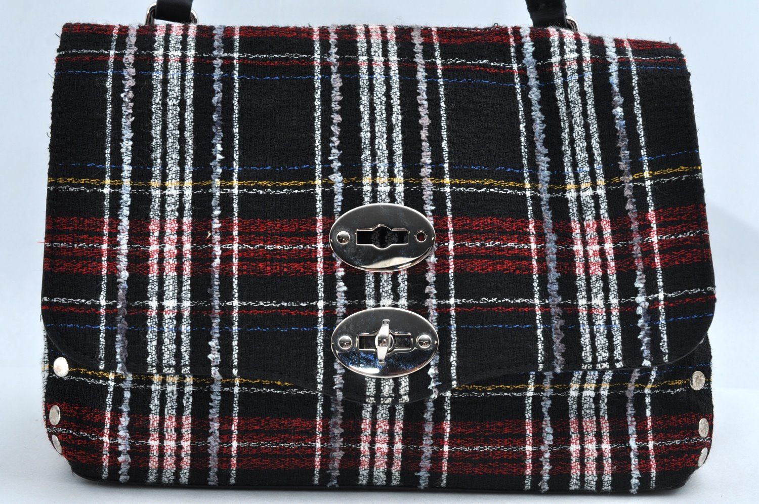 ZANELLATO ザネラート ツイード 2Way ショルダー クロスボディ ハンドバッグ ブラック L2794