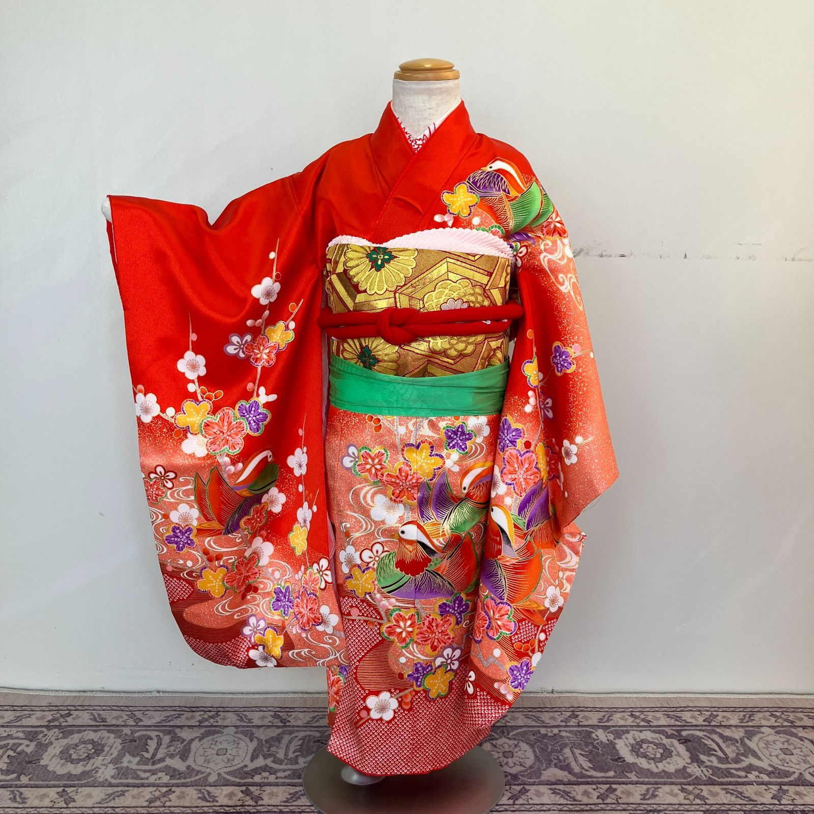 アンティーク着物　子供着物　肌襦袢付き　帯セット　3歳　帯揚げ　帯締め　しごき 七五三 着物 3歳 13点 セット 作り帯 はこせこセット 帯揚げ
