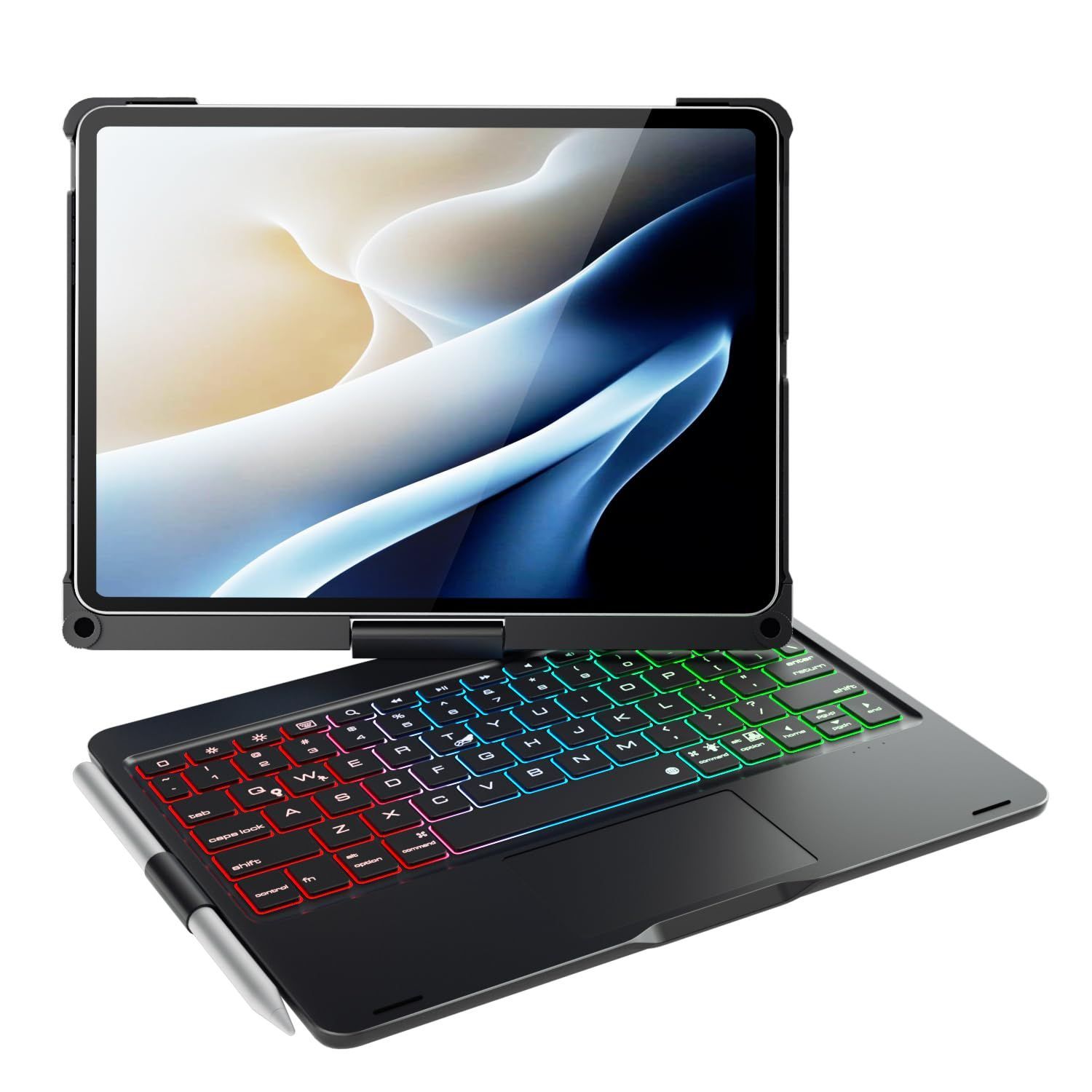 2025|M2 2025 M3 Air第5|4世代10.9インチ 11インチ Air Pro11インチ第4|3|2|1世代対応 iPad 360°回転式キーボード iPad 軽量 キーボードケース 超高精度タッチパッド搭載 第11世代|第10世代用 Type-