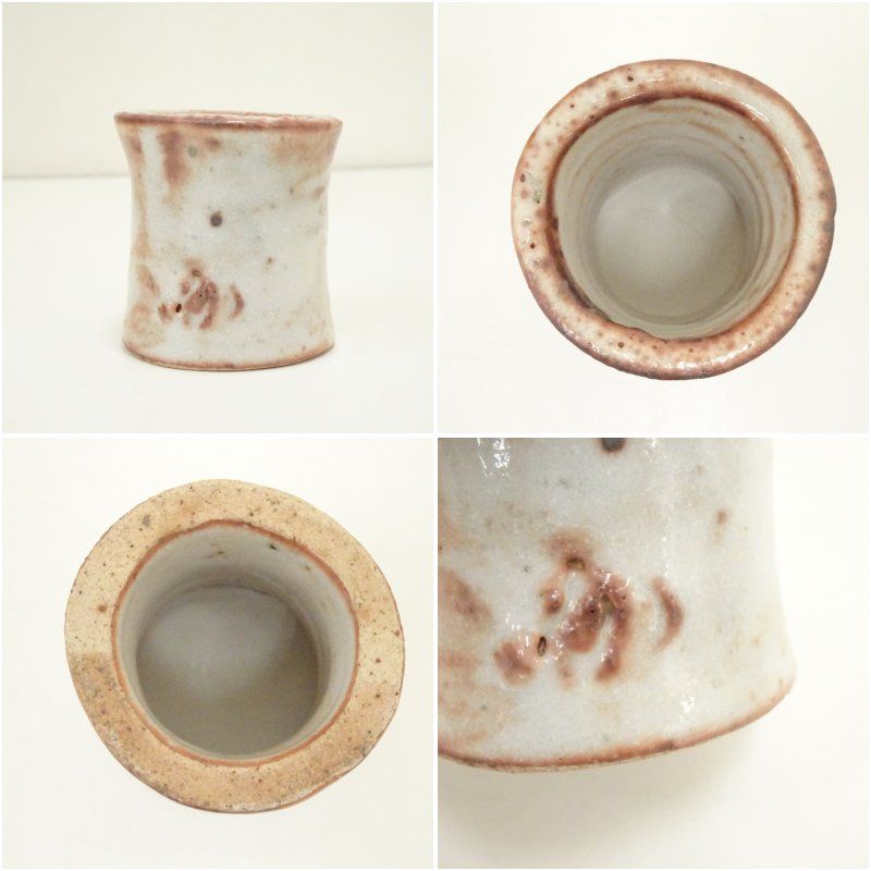 ① 茶道具　鼡志野　蓋置　木箱付き ① 茶道具鼡志野蓋置木箱付き