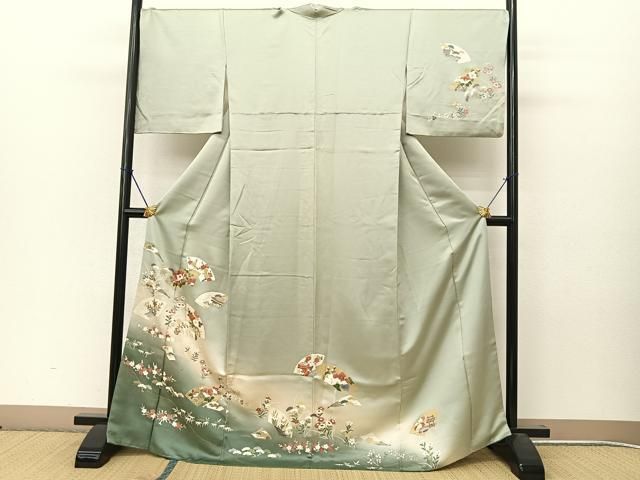 最終値下げ F-220 訪問着 京友禅 金彩 松竹梅 波頭 菊 共八掛 美品 京友禅 訪問着 No.AA-2764-Mサイズのレンタル｜きもの365