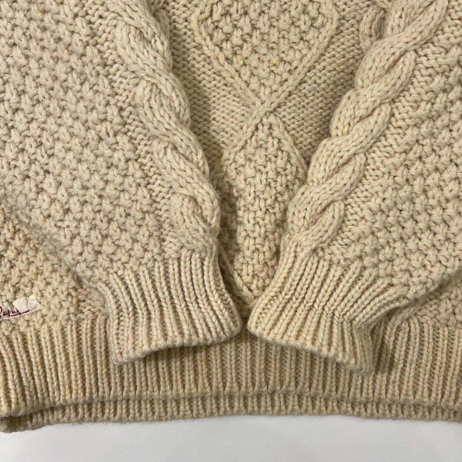 PAPAS パパス ハンドニット フィッシャーマンセーター アイボリー