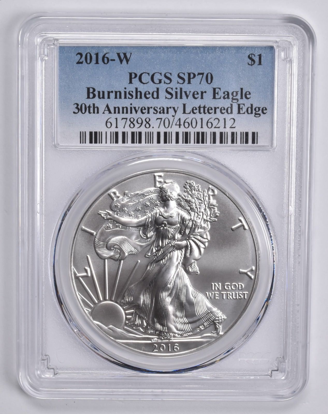 2016年 シルバーイーグル 30周年記念 PCGS MS70最高鑑定 SP70 2016-W 30周年記念 バーニッシュドシルバーイーグル PCGS