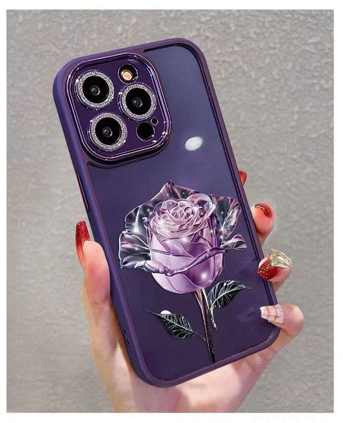 iphone16 スマホケース アイフォンケース 花 ローズ付き ケース