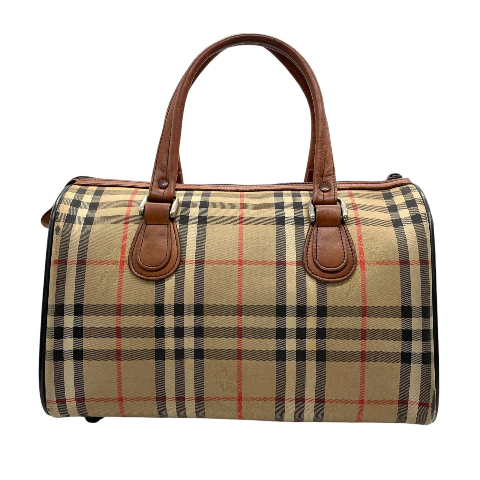 【美品】Burberrys 総柄 ホースロゴ キャンバス ミニボストン 美品】Burberrys 総柄 ホースロゴ キャンバス ミニボストン