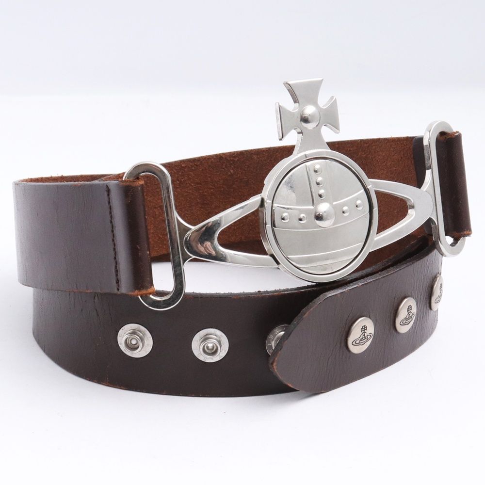 Vivienne Westwood オーブ　バックルベルト　レザー ブラウン Vivienne Westwood レザーベルト ブラウン オーブ