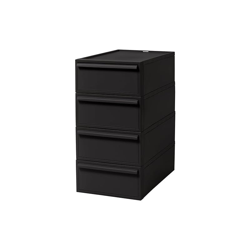 ライクイット (like-it) 収納ボックス クローゼットシステム 引出し (S) 4個組 オールブラック CS-D1 4P 奥行き52cm 衣装ケース 衣類収納 届いてすぐに使える 1