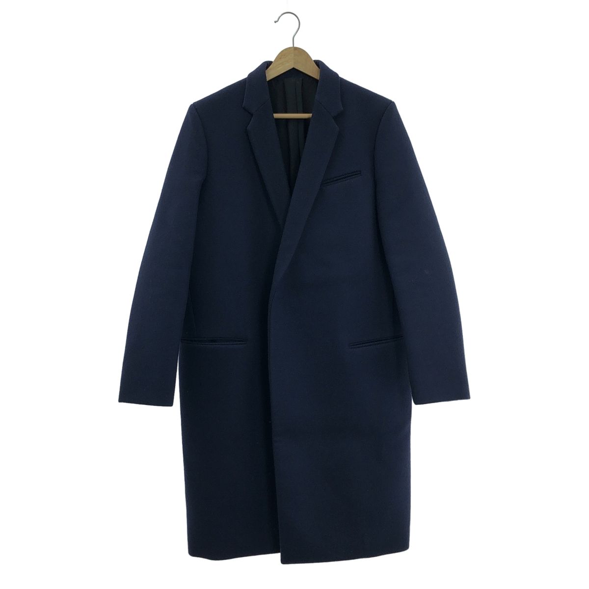 美品 CELINE フィービー期 ロングコート 42 ウール メルトン ネイビー AmeriCHARME FLARE LONG COATセリーヌフィービーネイビーコート