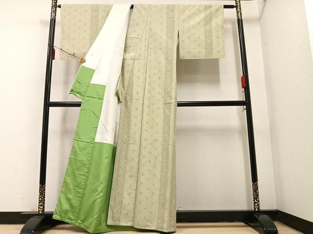 平和屋着物○結城紬 80亀甲 麻の葉間道 正絹 逸品 未使用 AAAY8952ph  