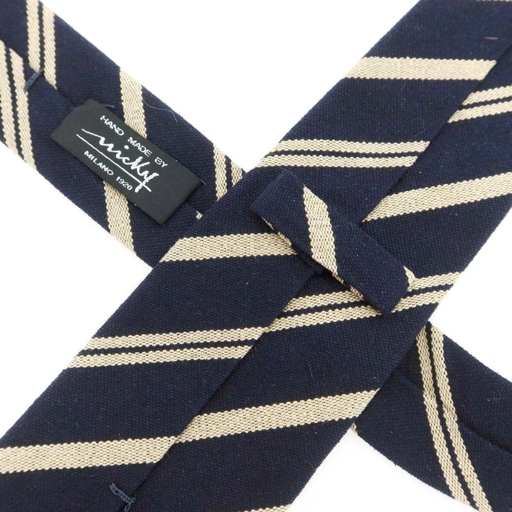 ストライプ柄ネクタイ ダークネイビーxベージュ