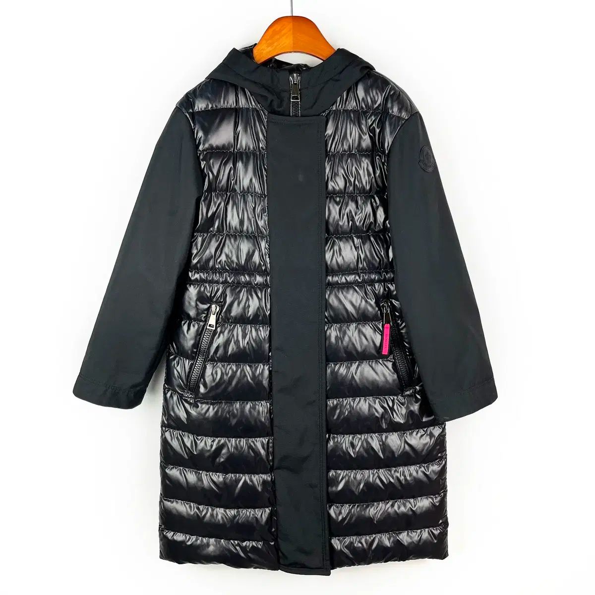 MONCLER モンクレール キッズ フード 黒 ダウン ロング ジャケット 8 anni 130cm