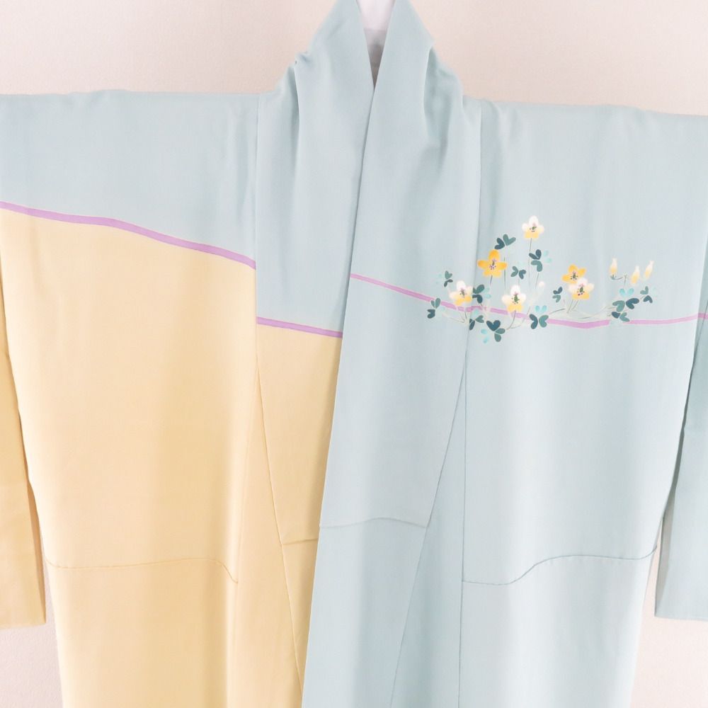 本加賀友禅 訪問着 天野雅彦 松竹梅に小鳥文様 水色 作家物 落款入