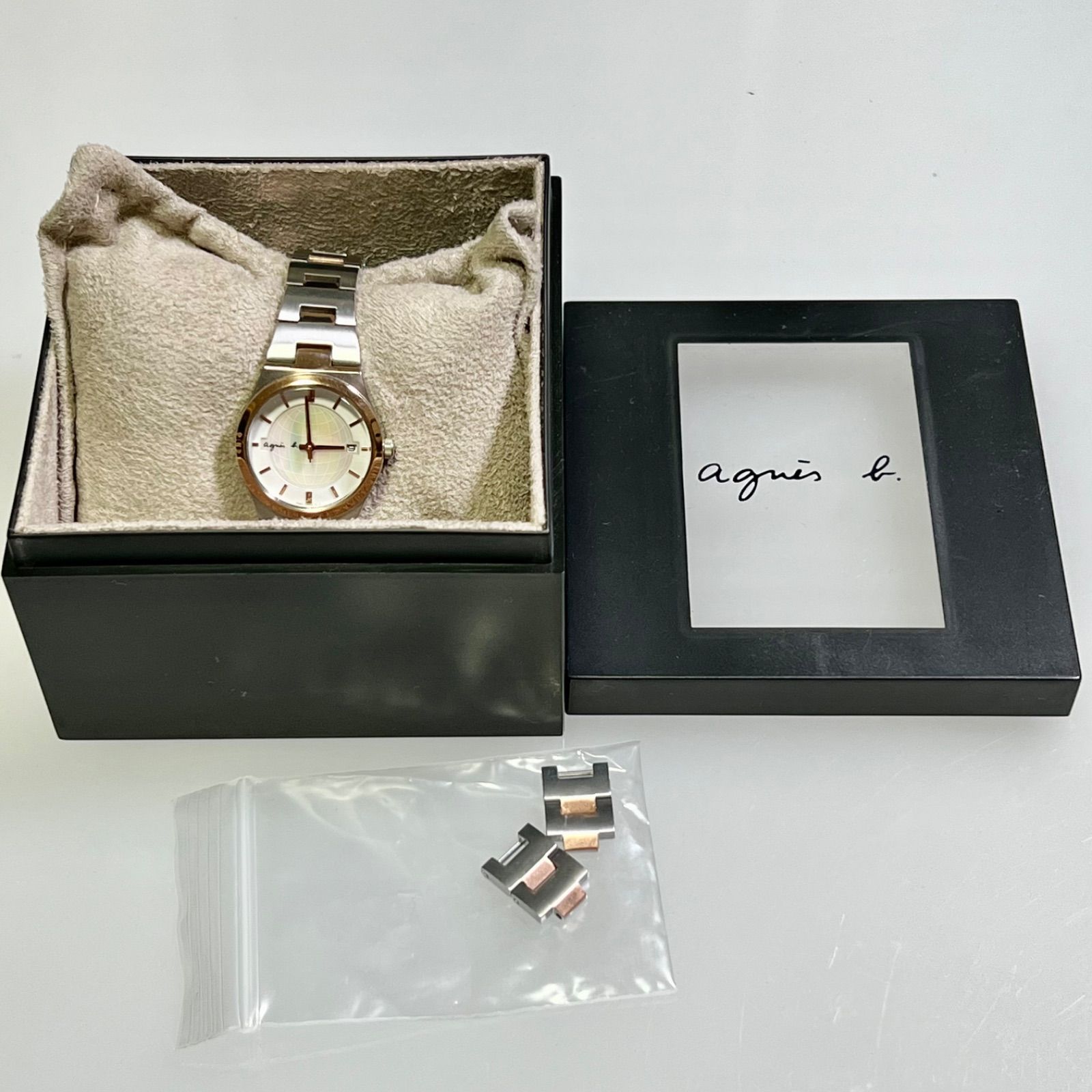 ⭐︎中古美品箱付き⭐︎稼働品⭐︎アニエスベー 文字盤地球儀