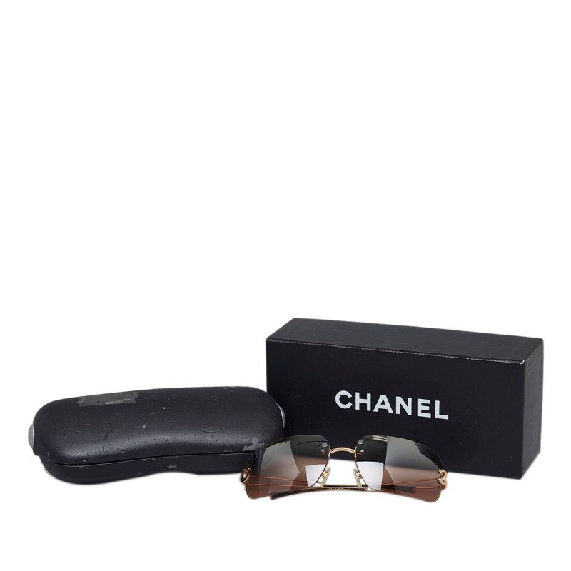 CHANELシャネル ココマーク リムレス スクエア 4068 ブルー系約12cm