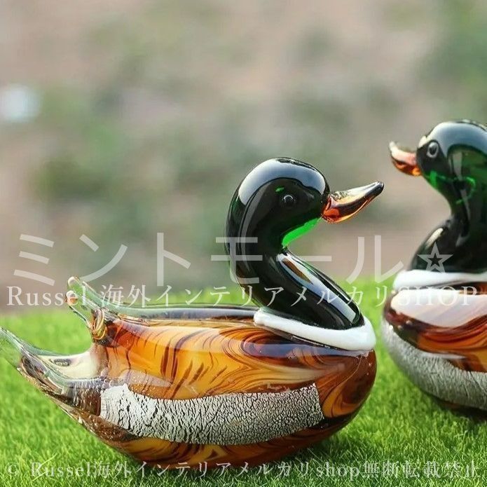 オブジェ 置物 ガラス お洒落 アニマル オシドリ 鴛鴦 かわいい 鳥