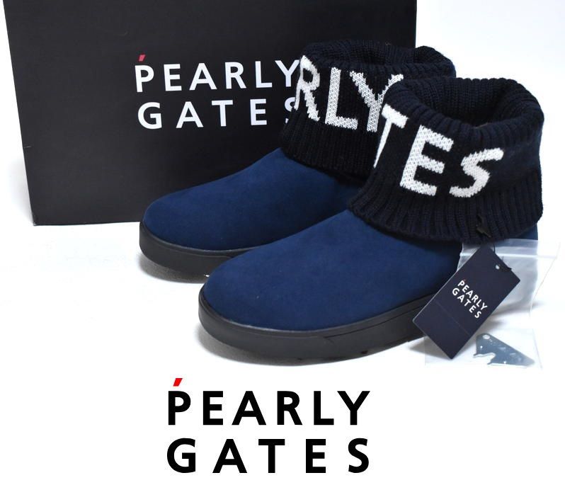 新品 PEARLY GATES ゴルフシューズ【23cm】【23.5cm】【24cm】【24.5cm】 定価37400円 053-1292102 NAVY パーリーゲイツ 保温 ボア スパイク ムートンブーツ