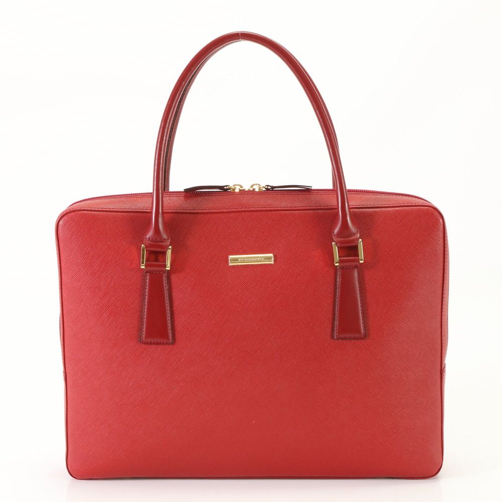 【美品・良品】✨BURBERRY ビジネスバック　A4可能　ノバチェックRED 極美品 バーバリー ノバ チェック レッド レザー ビジネス バッグ 書類