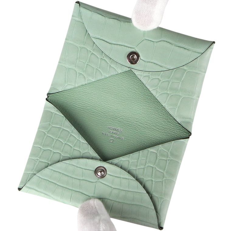 美品　エルメス ガルヴィ　クロコダイル アリゲーター  カードケース　名刺入れ HERMES 送料無料 エルメス カルヴィ カードケース クロコダイル