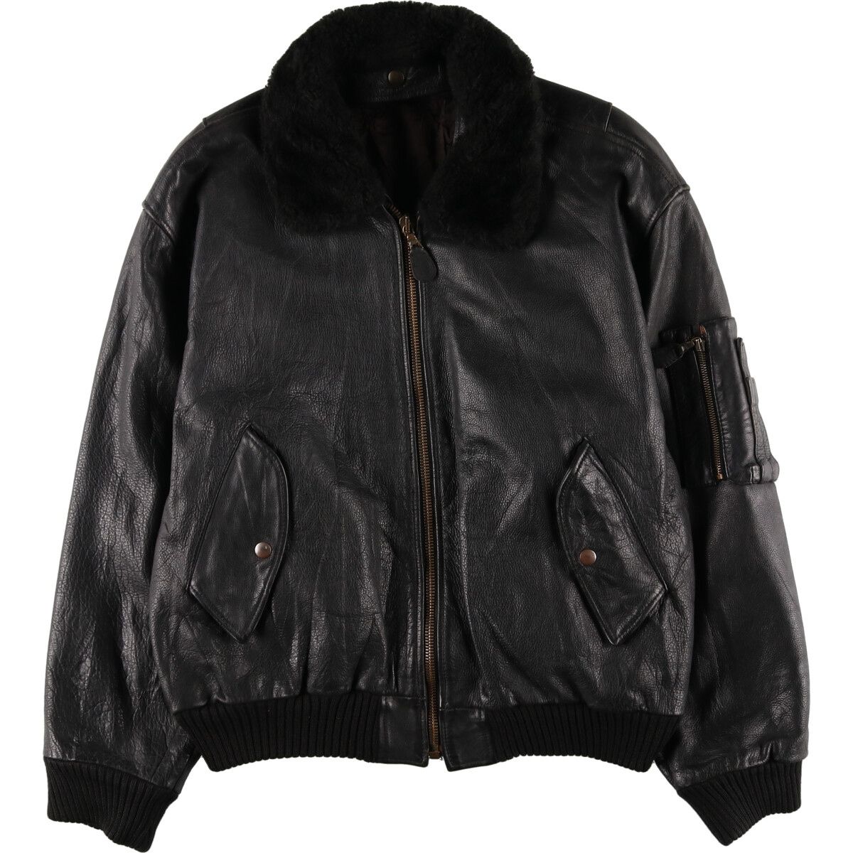 美品 イタリア製 VERA PELLE G-1 フライト レザー ジャケット L 古着 90年代 VERA PELLE G-1タイプ レザーフライトジャケット