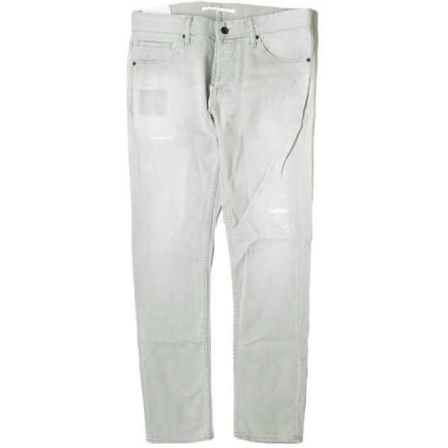 新品 e JEANS イージーンズ 日本製 SEA HORSE SLIM 岡山児島 ダメージ加工 スキニーデニムパンツ e-801 4 Aqua Gray ボタンフライ スリム ジーンズ 定価35，200円 ボトムス g17406