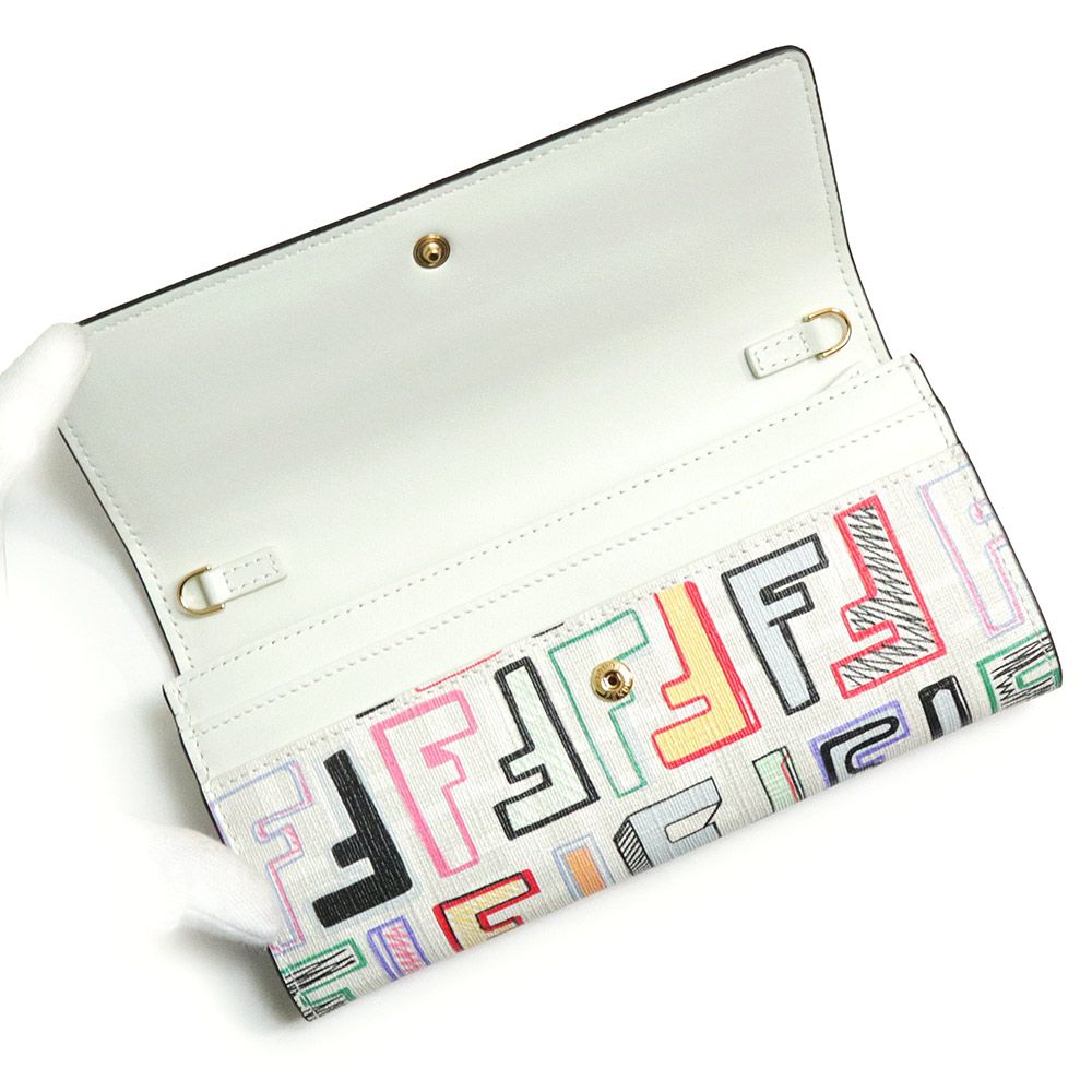 フェンディ FENDI FFロゴ プリント 二つ折り長財布 斜め掛け 