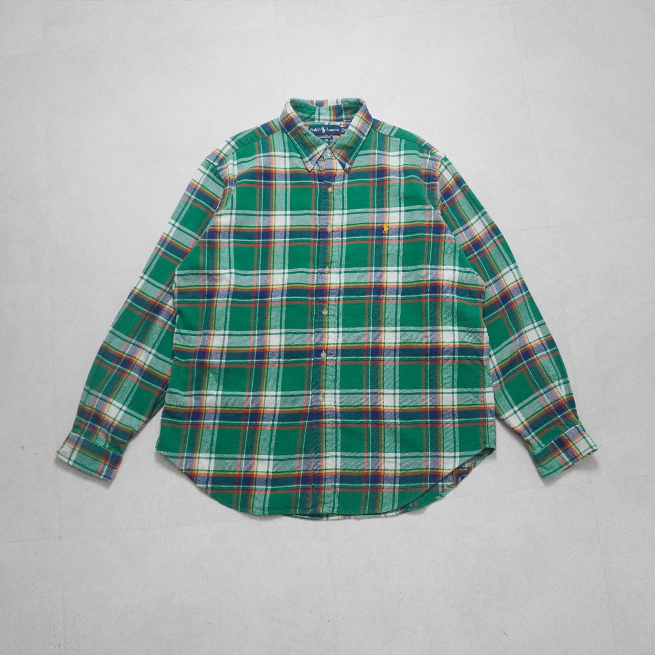 RALPH LAUREN ラルフローレン ラウンドシルエット ワークシャツ アメカジ アウトドア L|S Shirt XL グリーンチェック