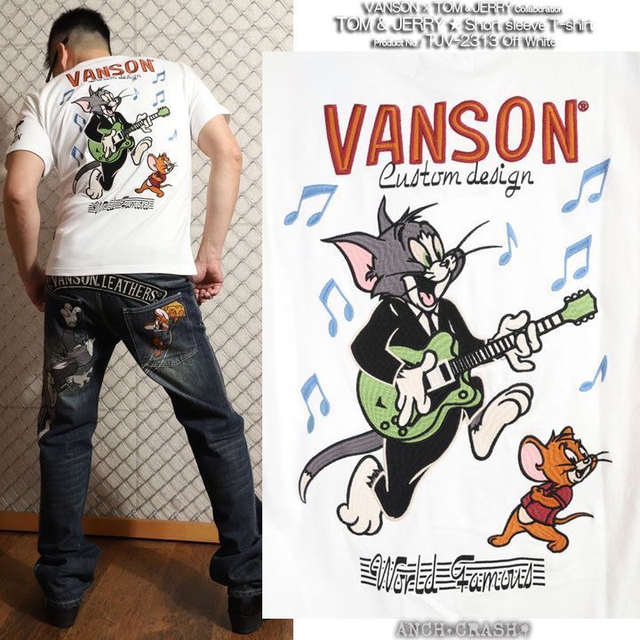 VANSON トムとジェリー コラボ 半袖Tシャツ TJV-2313 オフホワイト