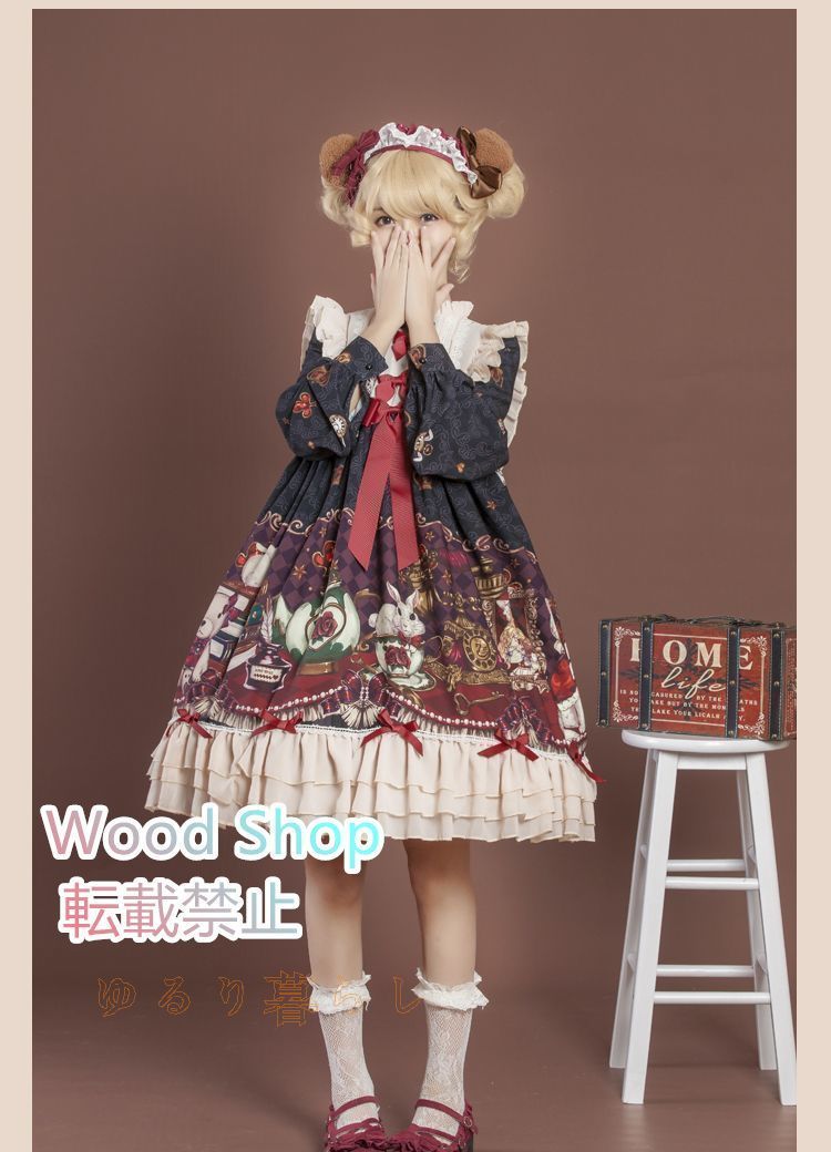 OP オリジナルロリータ カジュアル ワンピース ロングドレス ヘア 付き ロリータ 高品質 コスプレ 衣装 コスチューム 撮影用 コスプレ衣装 イベント 文化祭 メイド喫茶 メイドカフェ