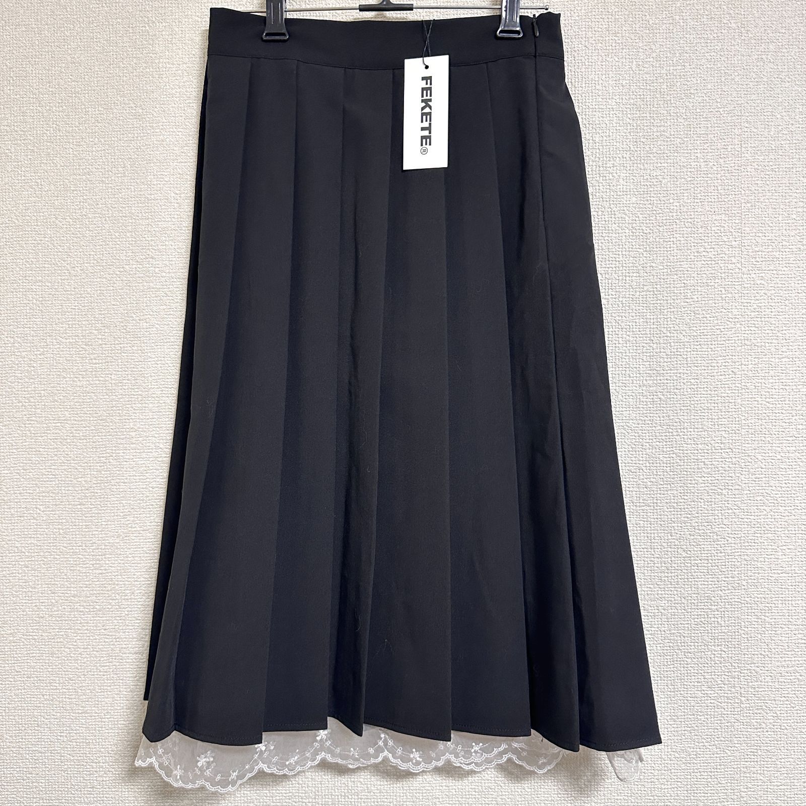 MIDI LACE PLEATS SKIRT / レースミディプリーツスカート タグ付 FEKETE MIDI LACE PLEATS SKIRT レースミディプリーツ