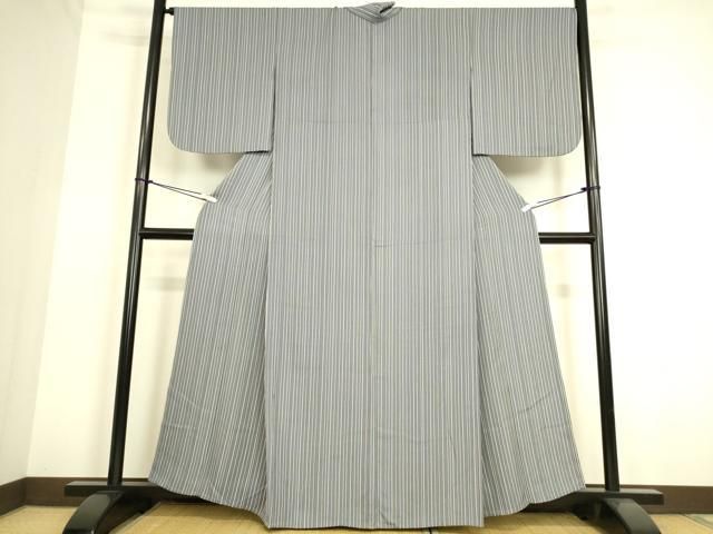 平和屋着物▽上質な小紋　単衣　縞　正絹　逸品　DAAS0166az 平和屋着物▽上質な小紋 単衣 縞 正絹 逸品 DAAS0166az