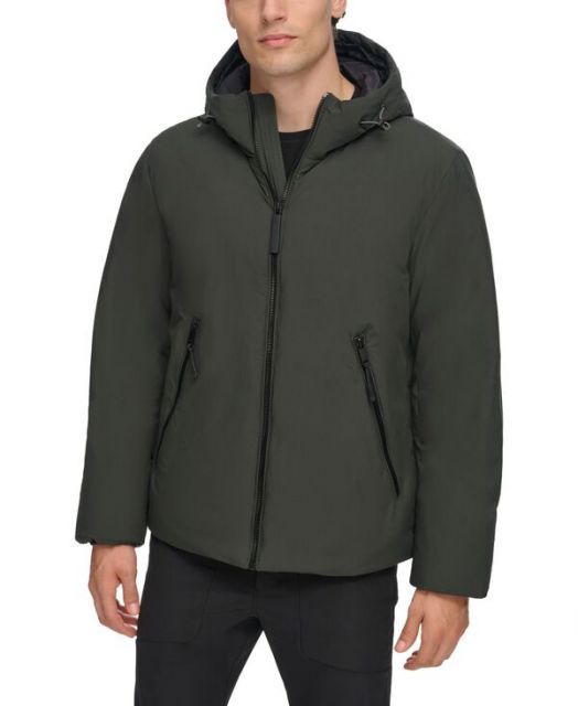 【送料無料】 ダナ キャラン ニューヨーク メンズ ジャケット・ブルゾン アウター Men's Hooded Full-Zip Jacket Olive