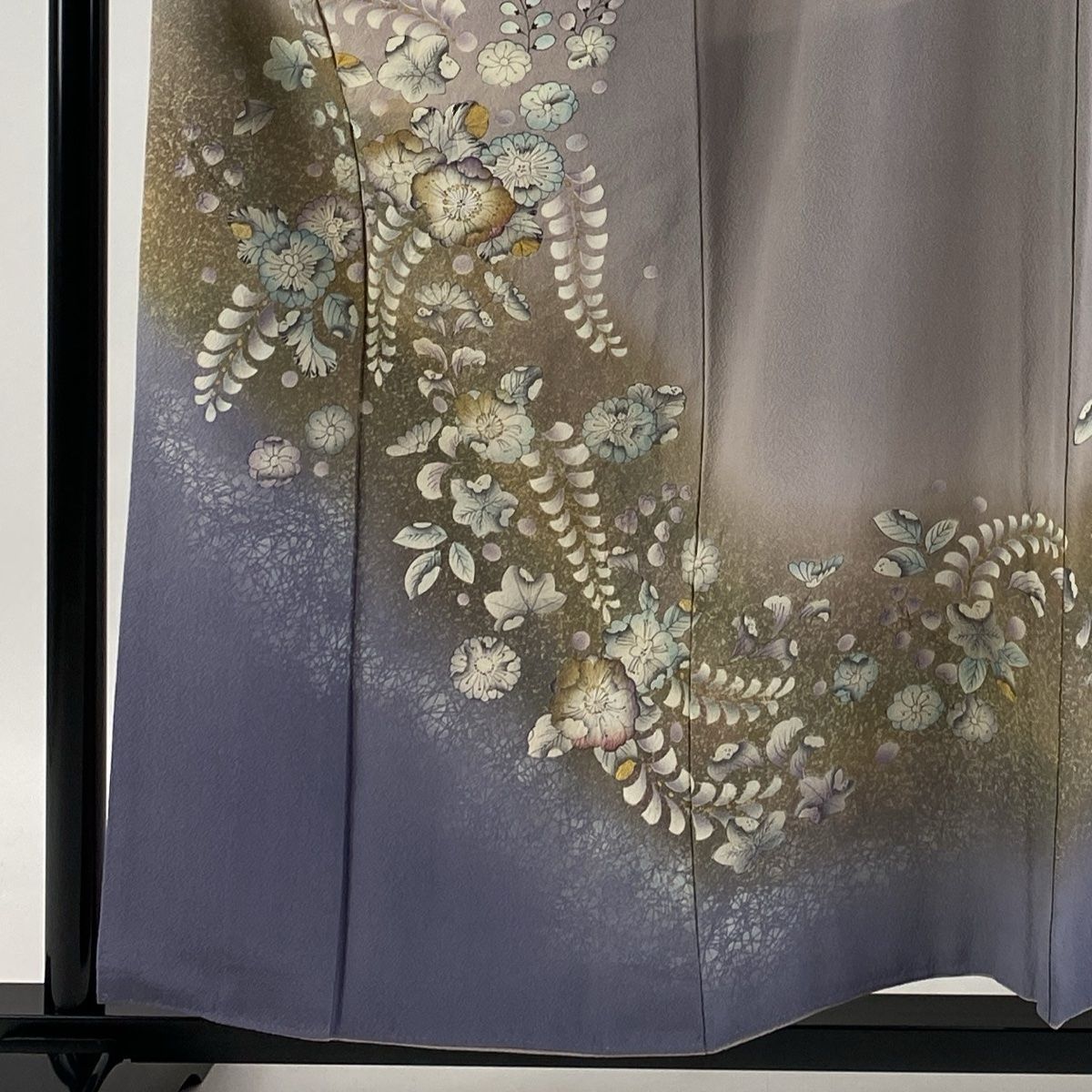 訪問着 身丈156cm 裄丈65cm M 袷 落款あり 辻が花柄 金彩 ぼかし 緑 正絹 名品 中古