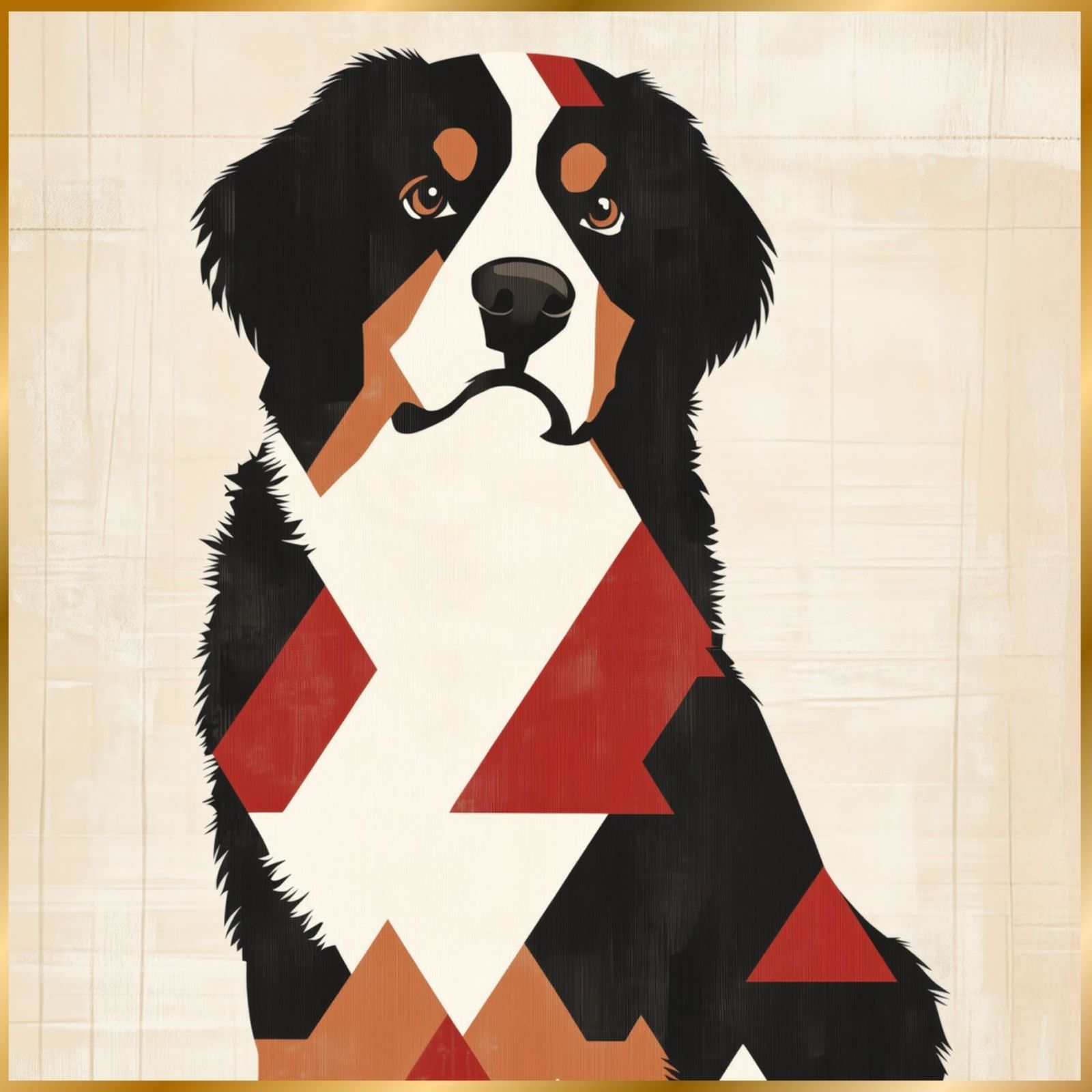 Red Passion - バーニーズマウンテン犬 No.3 ミニマリスト ミニマリズム シンプル インテリアアート ペットロス うちの子 記念日 アートポスター 犬の絵 犬のイラスト ギフト プレゼント