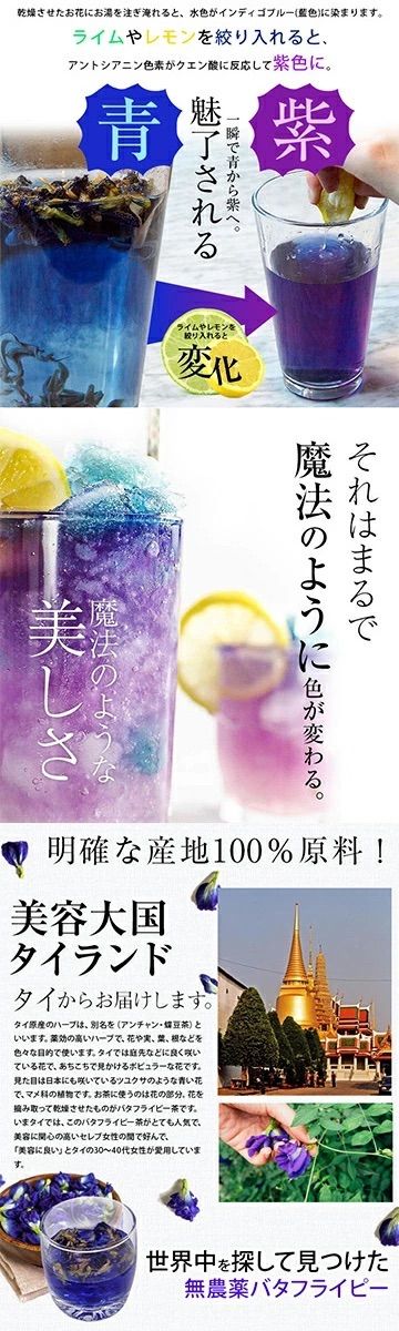 青いお茶 個包装 バタフライピーティー 10個セット 色が変わる アントシアニン 1包でたっぷり1L～2L分❣️  バタフライピー タイ産 眼精疲労を軽減 飲む日焼け止め  毎日あきない無味  無糖 無添加  ノンカフェイン プチギフト