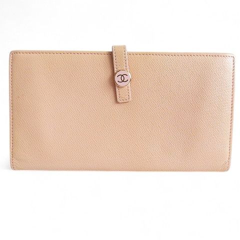 CHANEL(シャネル) 長財布 ココボタン ベージュ ゴールド金具 CHANEL（シャネル） 財布 ココボタン レディース ブランド 長財布