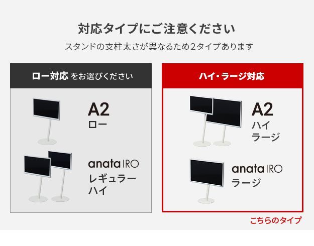 WALLインテリアテレビスタンドA2ハイ ラージタイプ対応 anataIROラージ